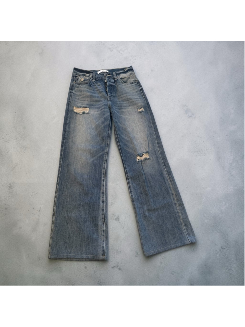 Women's KanCan Wide Leg Distressed Jeans Blue Size 25